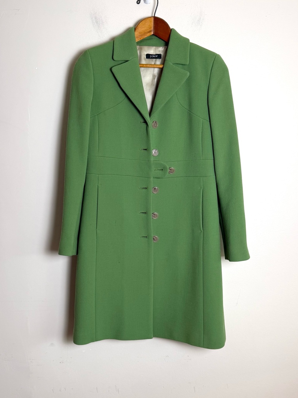 Vintage J.Crew Lady Day Coat Italian Double-Cloth Wool Green 65461 size 4 2004